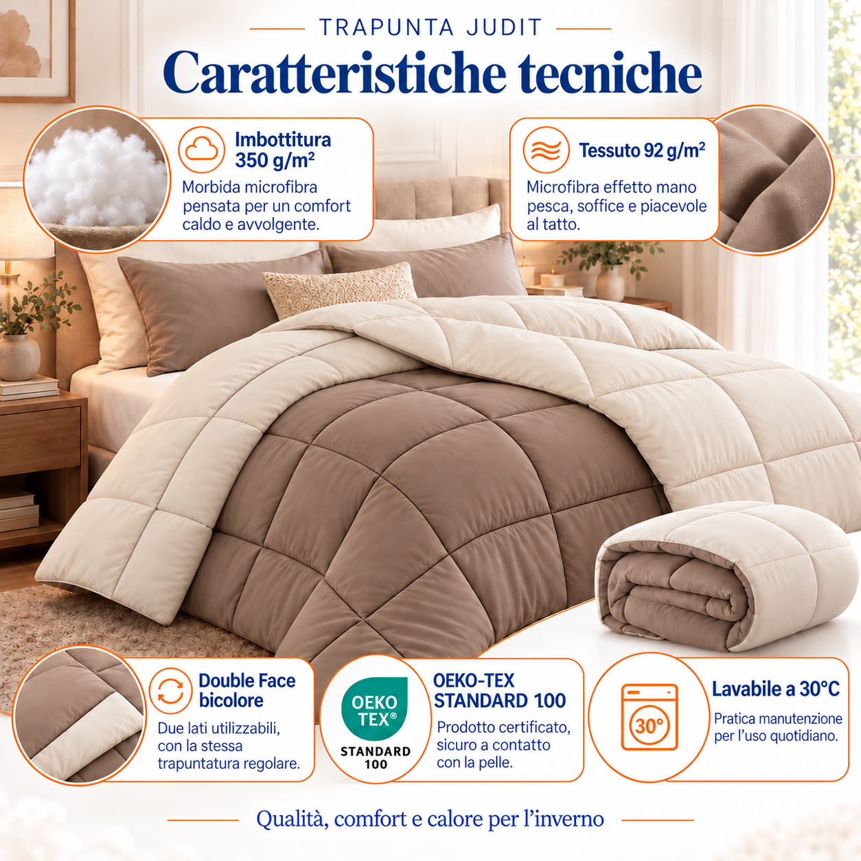 TRAPUNTA INVERNALE DOUBLE FACE GRIGIO - immagine 2