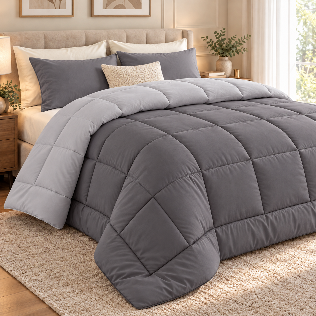 TRAPUNTA INVERNALE DOUBLE FACE GRIGIO