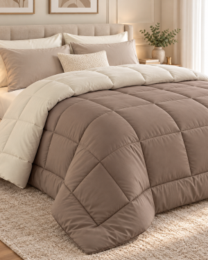 TRAPUNTA INVERNALE DOUBLE FACE MARRONE PANNA