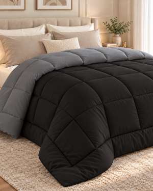 TRAPUNTA INVERNALE DOUBLE FACE NERO GRIGIO